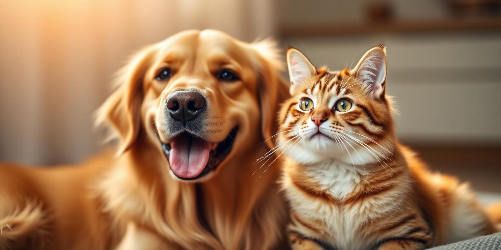 Cão golden retriever e gato tranquilos, pacientes atendidos na Imaginar em Porto Alegre